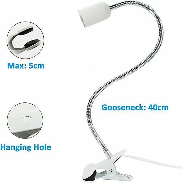 Spot E27 Clamp För läslampa i sängen, AC 230v, Clip Socket Kabel Med Switch, Lamp Clamp E27 Clip Flexibel Svanhalslampa För Aquarium Pla null none