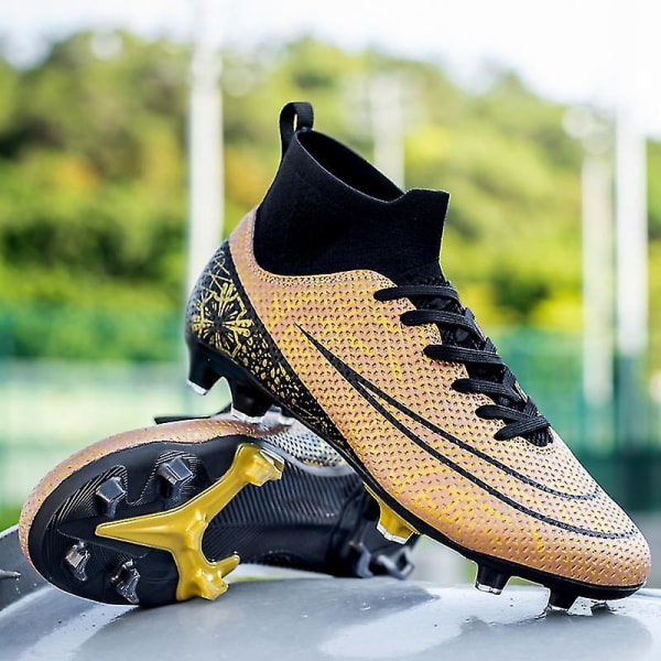 Fotbollsskor för män Halkfria fotbollsskor Klossar Gräs Fotbollssneakers 3A1126A Golden 37