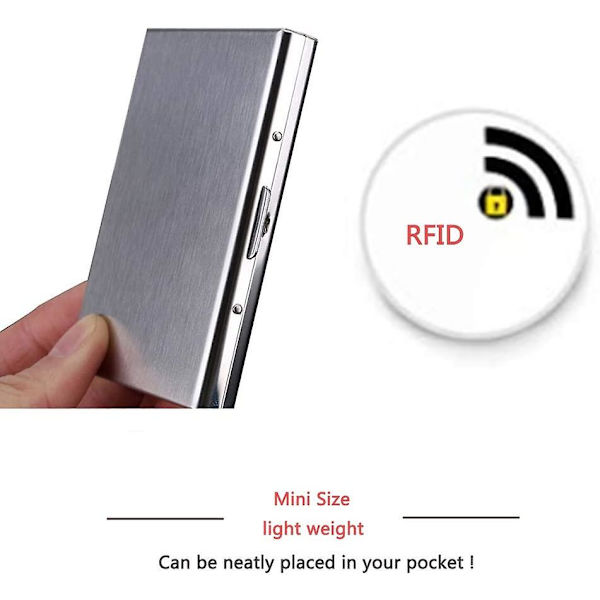 2st Rfid-blockerande plånbok - Kreditkortshållarplånbok för 6 kreditkort vardera, rostfritt stål aluminium metallhållare case smal null none