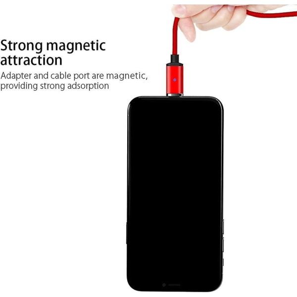 Magnetisk USB C-laddningskabel [3-pack 1,5 m] Magnettyp C-datakabel 2.1a Höghastighetskabel av typ C-kabel Snabbladdningskabel för Samsung S9+ S9 S8+ rot