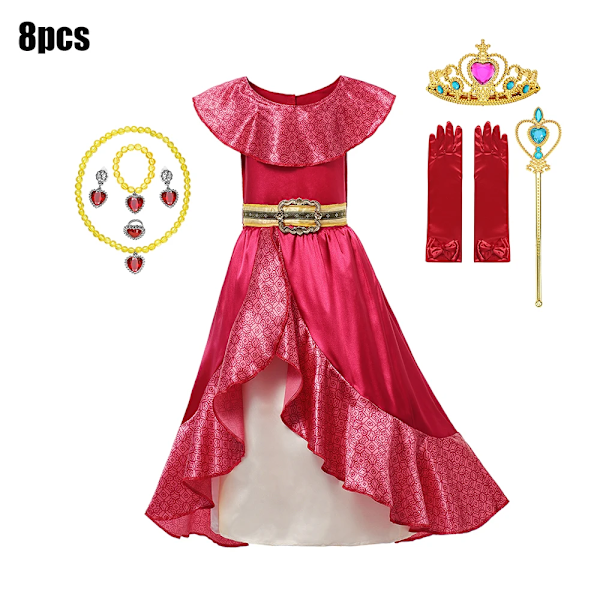 Disney Elena of Avalor Prinsessklänning för flicka 2024 Karnevalfest Barnkläder Födelsedag Cosplay Bal Klänning Outfit A Elena Dress 3T(110)