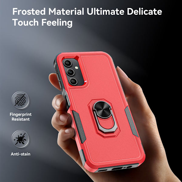 Elegant Choise phone case med ringställ för Samsung Galaxy A14 5G Shockproof Armor Cover, svart red