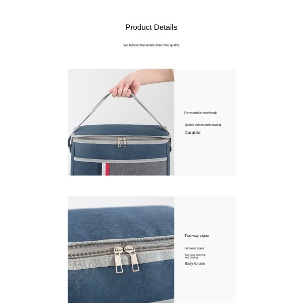 Lunchpaket, takeout, picknick, aluminiumfolie lunch box väska (Extra Large) Grå