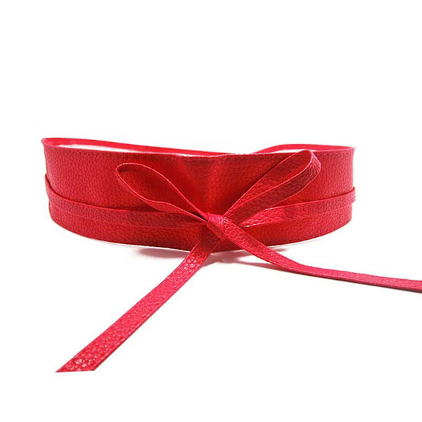 Naievear midjebälte fast mjukt konstläder med brett midjeband för kvinnor Red Straps style