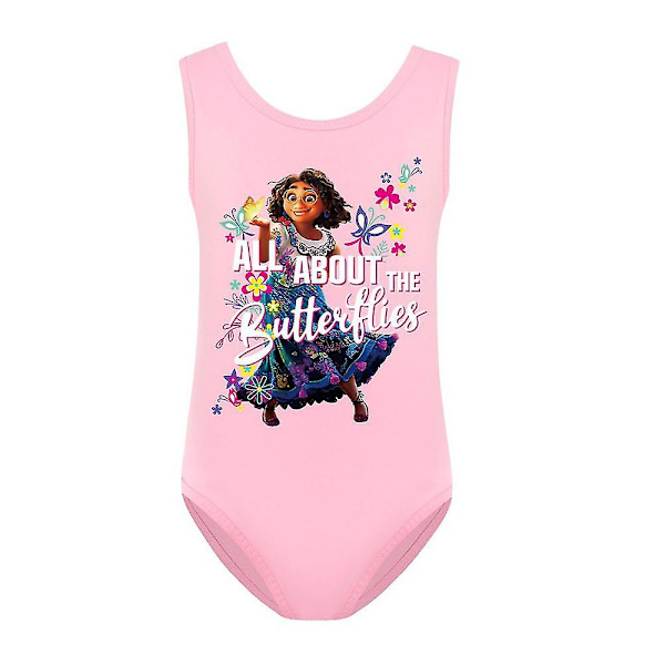 Encanto Mirabel Badkläder i ett stycke Barn Flickor Summer Beach Monokini Bikini Baddräkt Pink 9-10 Years
