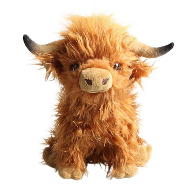 Highland Cow Plysch Doll Gosedjur mjuka leksaker Scottish Cow Doll 25cm-26-1 null none