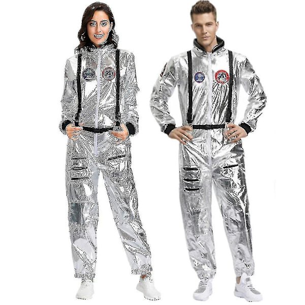 Par Astronaut Jumpsuit Uniform Karneval Halloween Cosplay Fest Rymdkostym Rollspel Fancy Dress Up Men XL