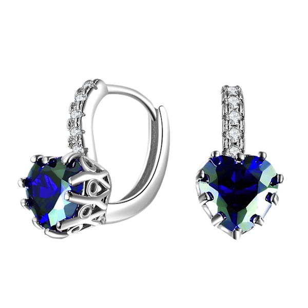 1 par Hoop Örhängen Cubic Zirconia Kvinnor Flickor CZ Modesmycken Hjärtformade Blue none