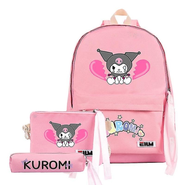 Kuromi Kuromi tredelad skolväska Student Söt ryggsäck med stor kapacitet Powder 5 none