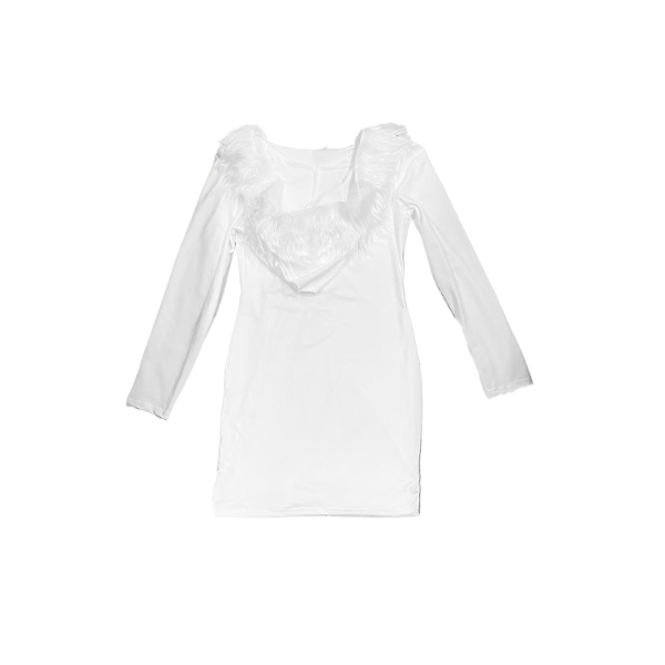 Mrs Santa Claus Kostym för kvinnor Mini Sleeve P Trim Santa Suit Outfit I White M