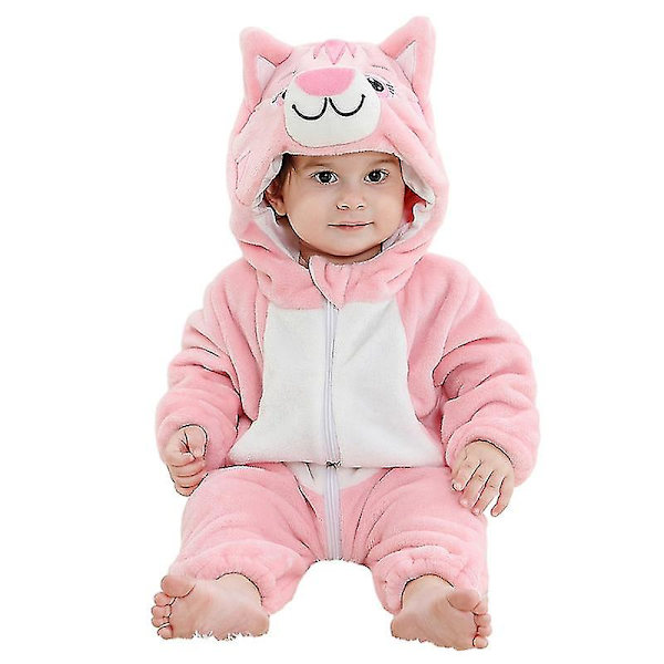Unisex baby Vinter Höst Flanell Huva Romper Cosplay Jumpsuit big mouth cat 110