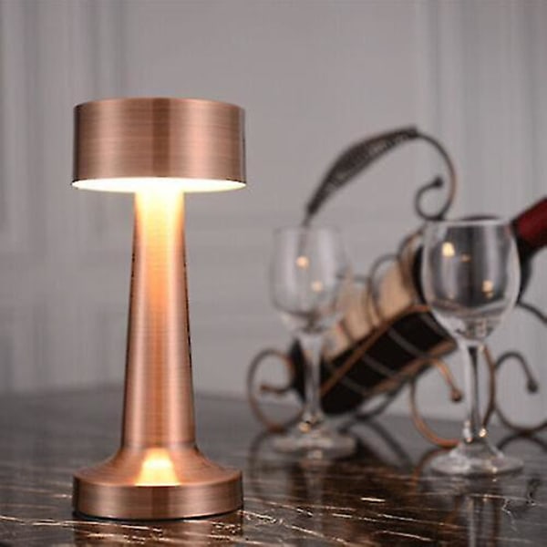 Vintage Bar Bordslampa Bärbart Batteri Led Night Warm Lights Uppladdningsbar Lampa Copper