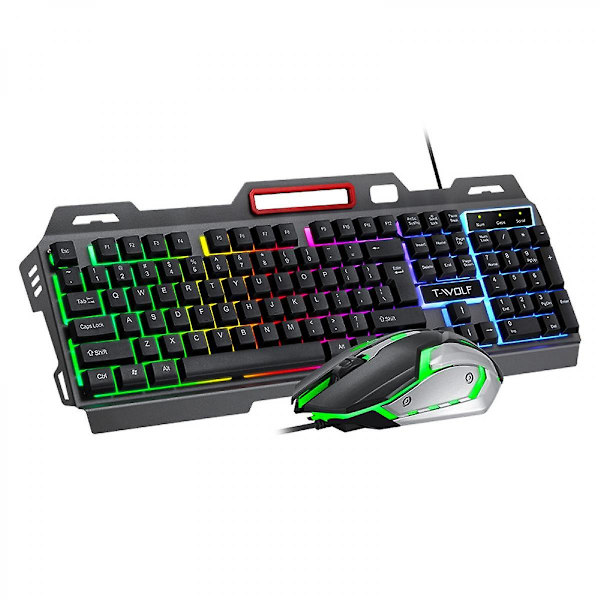 Trådlöst speltangentbord och mus, regnbågsbakgrundsbelyst uppladdningsbart tangentbord, tangentbord med mekanisk känsla och 7-färgs Mute Gaming-mus för Windows null none