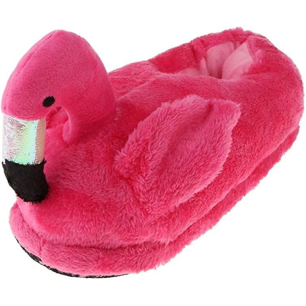 Plysch tofflor för vuxna unisex flamingo tofflor för vinter höst (cv-3) rose red