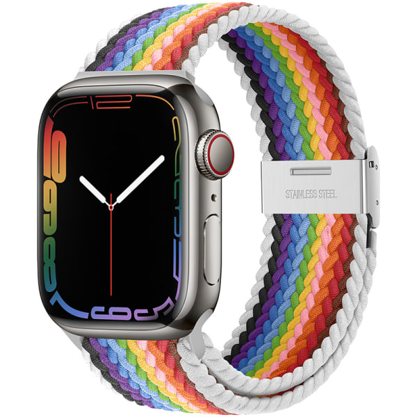 Lämplig för Apple Watch Band 7-6se 42/44/45mm-48#White Rainbow