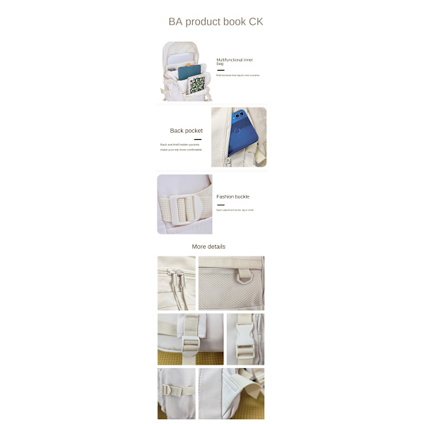 Koreansk version flicka mångsidig ryggsäck Off white (enkelpack)
