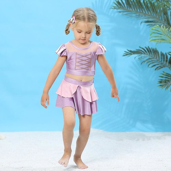 Baddräkt för tjejer Princess Bikini Volanger Beach Surf Simning Baddräkt Rollspel Badkläder Set 3-8t 150