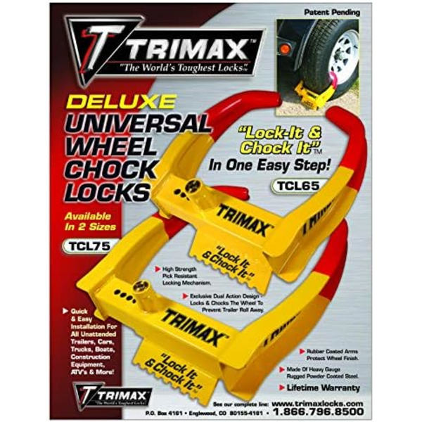 Trimax TCL65 chocklås, gul/röd, 7,25 tum Lock