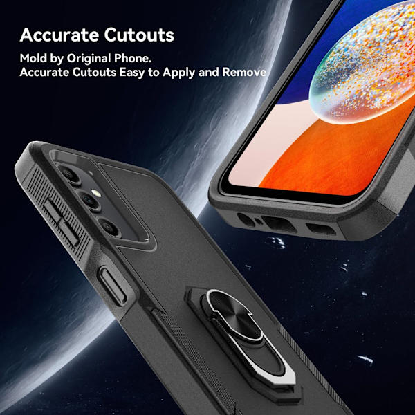 Elegant Choise phone case med ringställ för Samsung Galaxy A14 5G Shockproof Armor Cover, svart black