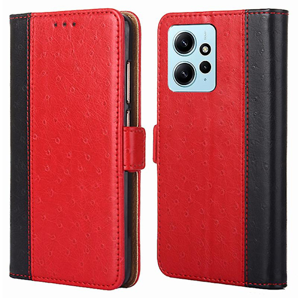 Flip Case För Xiaomi Redmi Note 12 4g Struts Texture Magnetisk Stängning Plånboksställ Cover Red