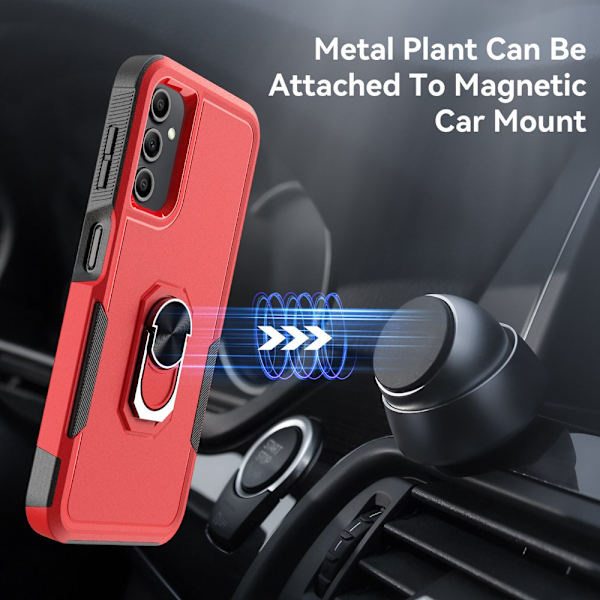 Elegant Choise phone case med ringställ för Samsung Galaxy A14 5G Shockproof Armor Cover, svart red