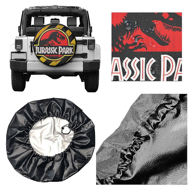 Jurassic Park Logo Gul cover för Jeep Mitsubishi Pajero Giant Dinsaur Car Wheel Covers 14'' 15'' 16'' 17'' Inch 5 16 inch