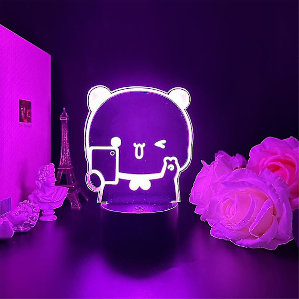 Bubu Dudu Panda Bear Figurer Leksaker Led Ljus Byt färg Klar Hållare Hem Derection Party Presenter Gold Bluetooth 7 colors