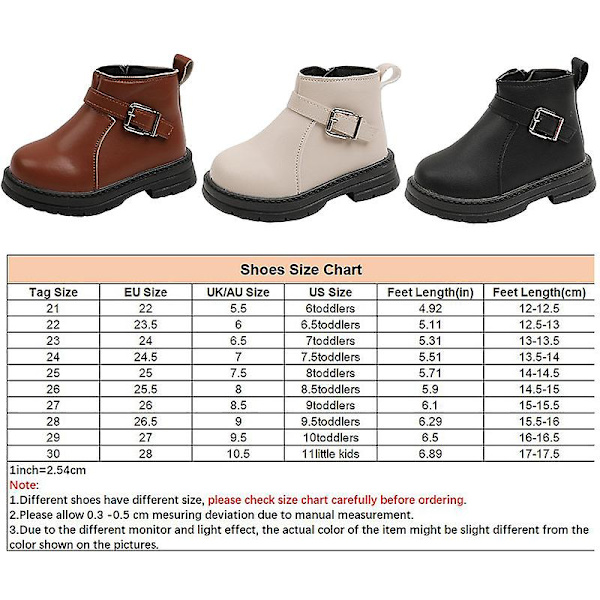 Unisex barn ankelstövlar Låg klack läderstövlar Klänning Outdoor Boot Rund tå Korta stövlar Beige EU 23.5