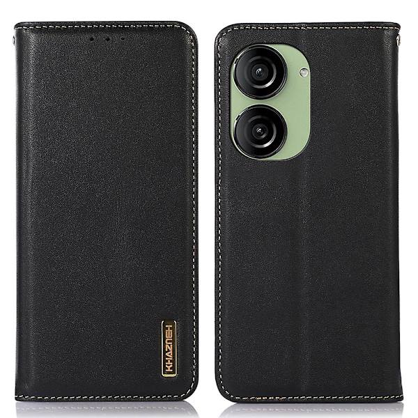 Rfid-blockerande phone case för Asus Zenfone 10 5g/zenfone 9 5g, Cover i äkta koläder Black