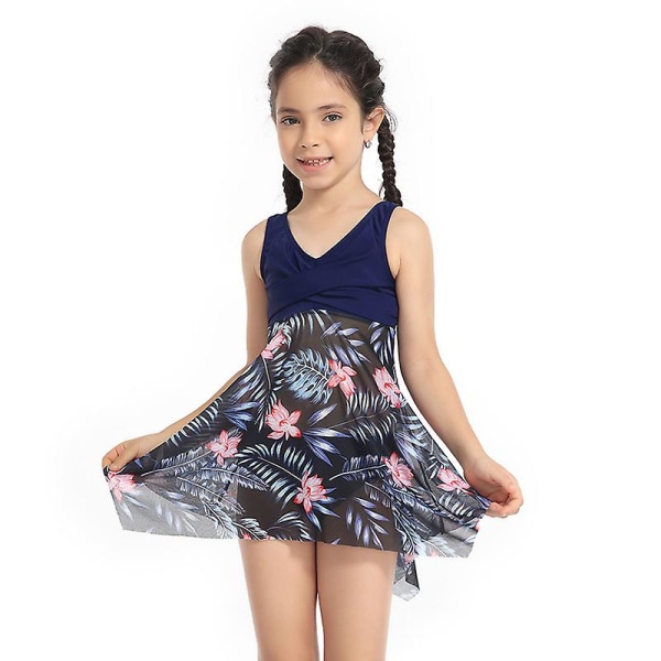Simdräkt för barn för flickor i ett stycke med print Mesh -kjol Baddräkt 104