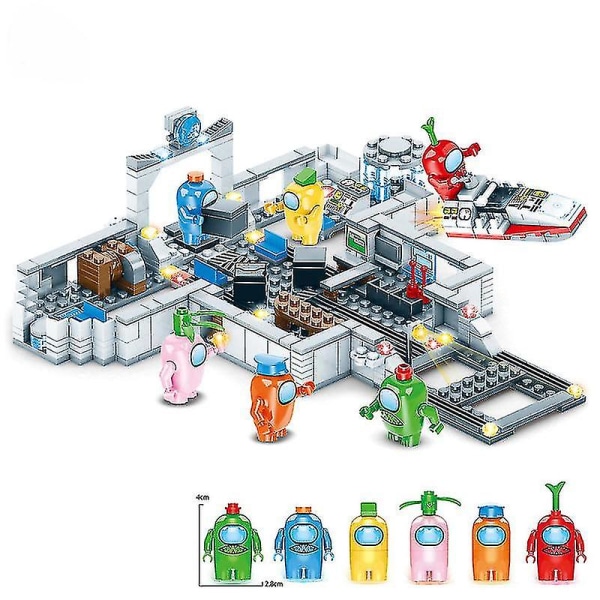 Timubike 528pcs Amongs Game Space Combat Base Capsule Alien Building Blocks Docka Modell Tegelstenar Barnpaket Present till barn null none