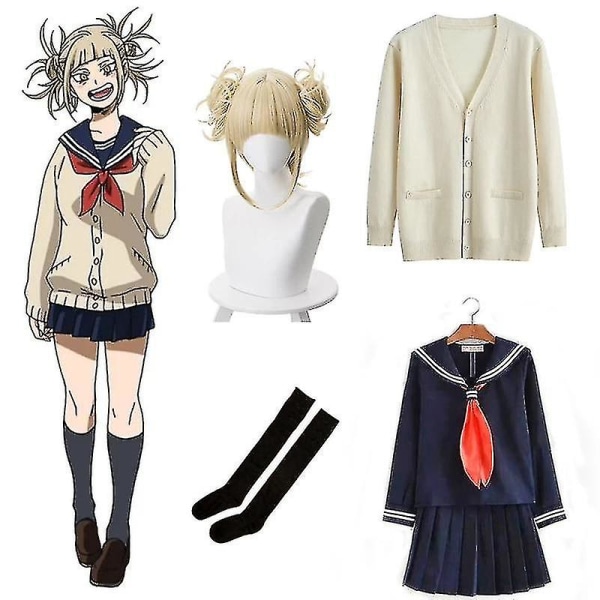 My Hero Academia Cosplay Halloween Kostym Anime Boku No Hero Academia Himiko Toga Jk Uniform Sweater Coat Peruk Kostymer Xl White long 3pcs