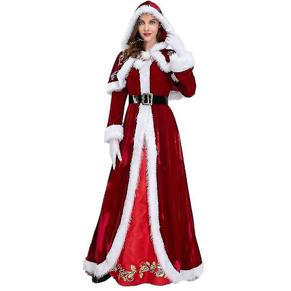 Plus Size Deluxe Velvet Vuxna Juldräkt Cosplay Par Jultomtekläder Fancy Dress Xmas Uniform Kostym För Män Kvinnor L Red  Man