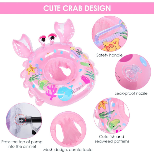 Olycism Baby Simring Float med Seat Toddler &amp; patch kit Uppblåsbar Baby Swim Ring Hudvård PVC för barn plaskdamm 6 månader t Pink