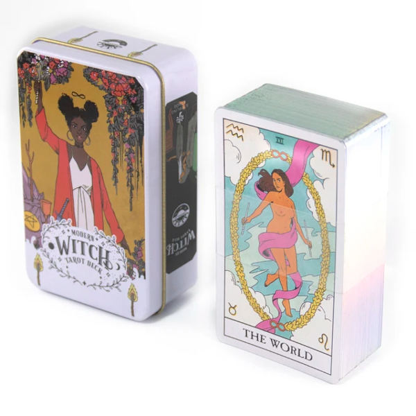 2022 Ny stil octurt Tarot i en ten metall Å da Guldpl ä terad Kant Hot Sell Tarot kort f ö r Division Tarot Deck Vacker Package Ljusgr ö n