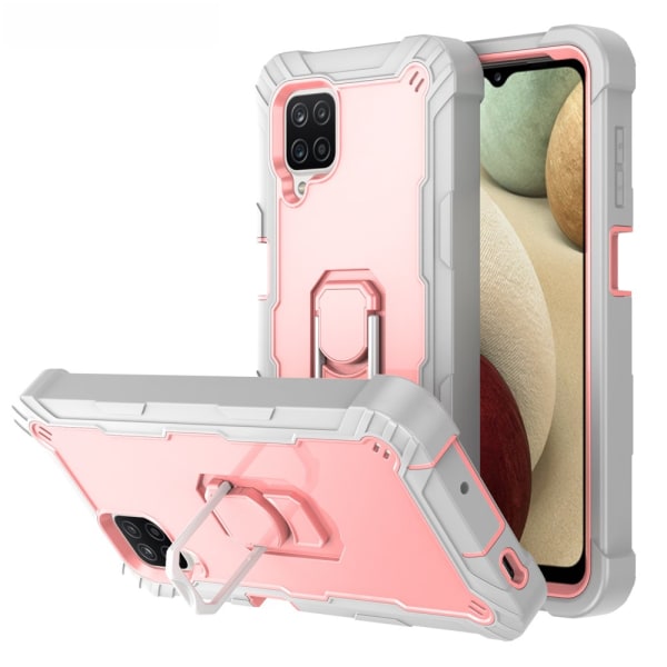Case för Samsung A12 5G Case, Galaxy A12 Case, Allytech Slim Fit Rugged 3-lagers stötsäkert skydd Hybrid Kickstand Phone case Cover för gray+rosegold