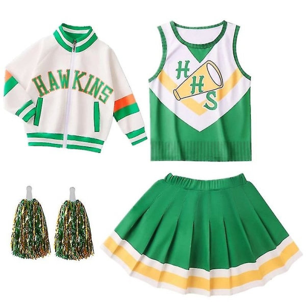Chrissy Cunningham Cosplay Kostymer Stranger Things 4 Cheerleader rekvisita Hawkins High School Lucas Sinclair Halloween Klänning top skirt 120Y