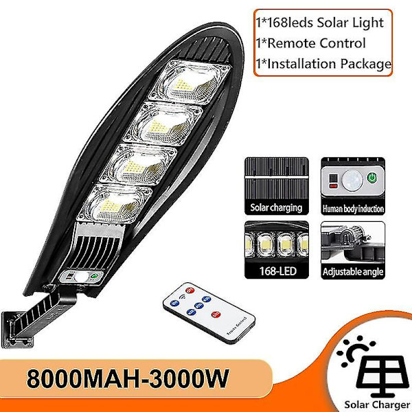 3000w uppgraderad 8000mah solar gatubelysning utomhus vattentät led för trädgårdsvägg justerbar vinkel solar lampa med lägen fjärrkontroll 3000w
