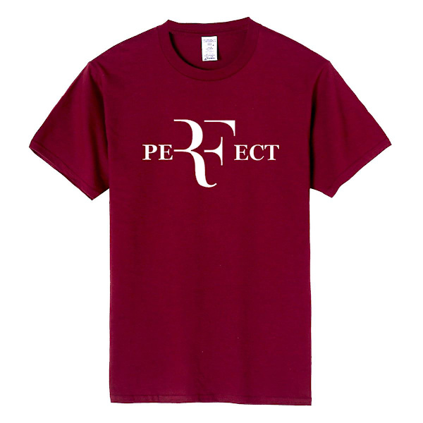 Federer Tennis kortärmad bomull T-shirt med rund hals 3xl