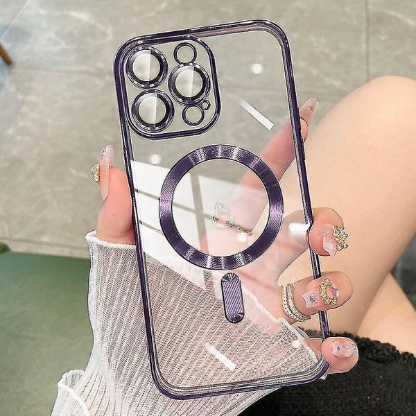 Klart Magsafe- case kompatibelt med Iphone 15 Pro Max, mjukt Tpu-stötsäkert cover med kameralinsskydd Black For iPhone 15 Pro Max
