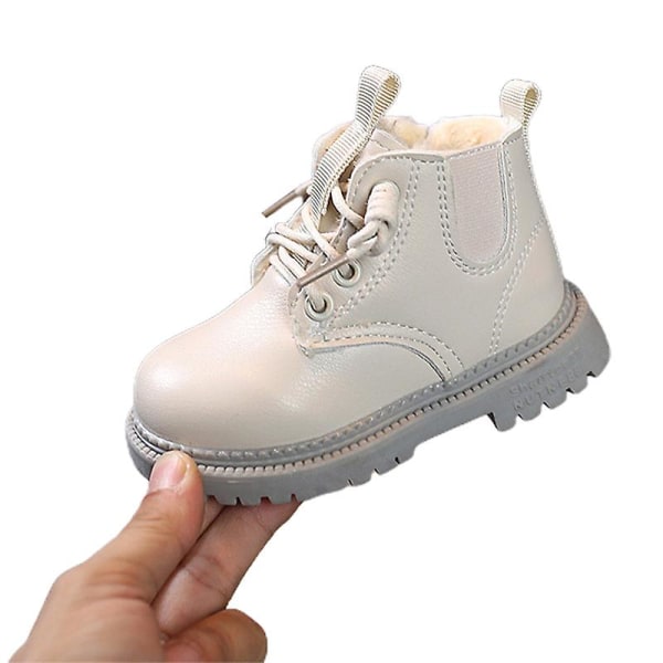 Flickor Pojkar Ankelstövlar Snörningsstövlar Lug Sole Combat Boot Lättvikts Outdoor Short Booties Beige with Lined EU 25.5