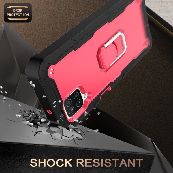 Case för Samsung A12 5G Case, Galaxy A12 Case, Allytech Slim Fit Rugged 3-lagers stötsäkert skydd Hybrid Kickstand Phone case Cover för black+rose