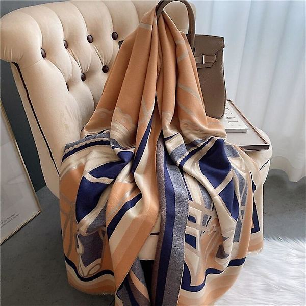 Märke 2022 Dam Vinter Varm Cashmere Pashmina Scarf Lyx Printe Tjock Stor Sjal Wrap Bufanda Filt Designer Foulard WYT31 7