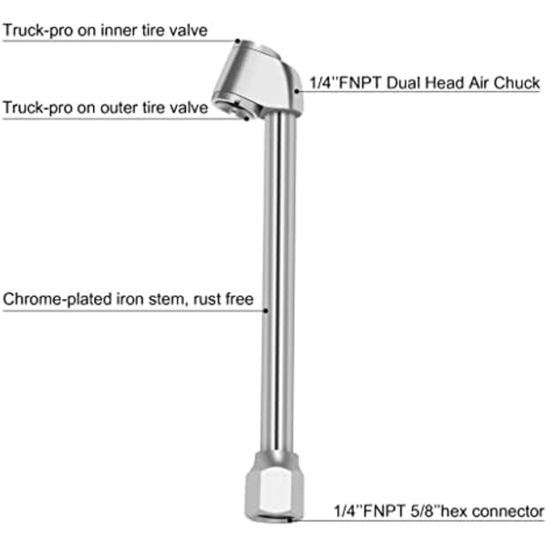 SAFELIFE Air Chuck, 1/4&#34; FNPT Dual Head Air Chuck, RV Truck Heavy Duty Tire Chuck för Inflator Gauge Kompressor Tillbehör metallic