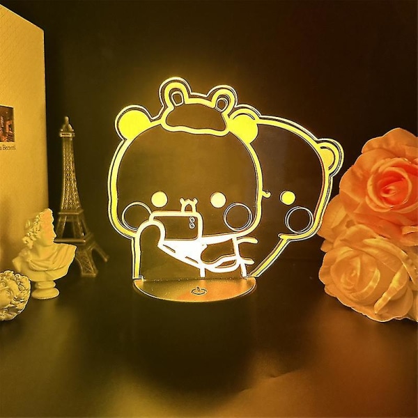 Bubu Dudu Panda Bear Figurer Leksaker Led Ljus Byt färg Klar Hållare Hem Derection Party Presenter Blue 16 colors