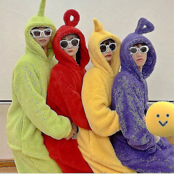 Hem 4 färger Teletubbies Cosplay för vuxna Rolig Tinky Winky Anime Dipsy Laa-laa Po Mjuk långärmad bit Pyjamas Kostym-utmärkt purple M