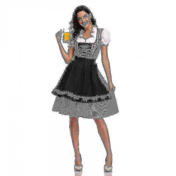 Högkvalitativ traditionell tysk pläd Dirndl-klänning Oktoberfest kostymoutfit för vuxna kvinnor Halloween Cosplay Fancy Party 2XL Style1 Green