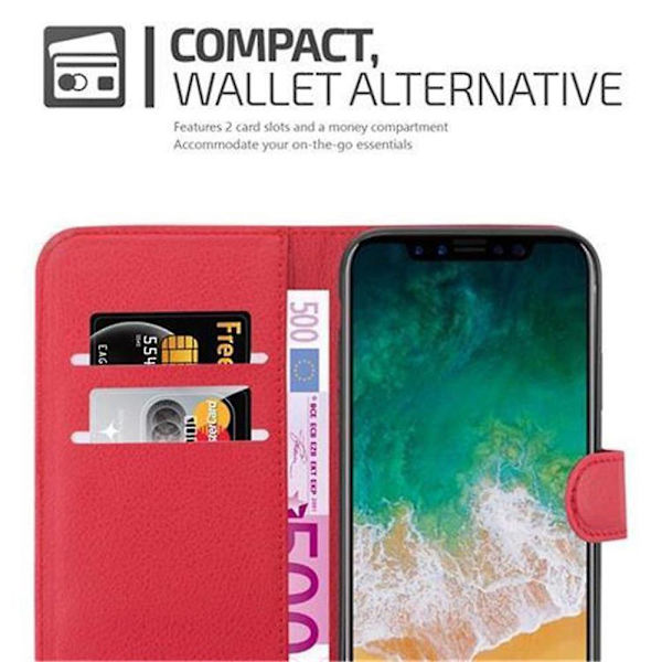 Apple iPhone X / XS Hülle Cover Case Etui - mit Kartenfach och Stand Funktion CARMINE RED iPhone X / XS