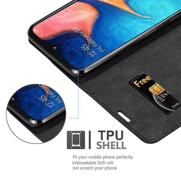 Samsung Galaxy A10e / A20e Cover Case Case - med stativfunktion och kortfack NIGHT BLACK Galaxy A10e / A20e