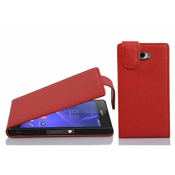 Sony Xperia M2 / M2 AQUA Hülle Handy Cover Flip Case Etui - med texturerad yta INFERNO RED Xperia M2 / M2 AQUA